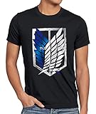 A.N.T. Titan Aufklärungstruppe Wappen AOT Herren T-Shirt on Attack, Größe:M
