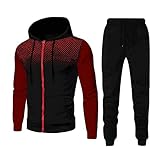 Jogginganzug Herren Winter Trainingsanzug und Sporthose Punktdruck Kapuzenjacke Casual Outdoor Strickjacke Hoodies Set mit Kapuze Sportanzug Jogginghose Warm Trainingsjacke Sportbekleidung Suit W
