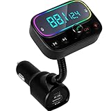 harupink Bluetooth-FM-Transmitter für Auto USB C PD Auto-Bluetooth-Transmitter mit/Dual Mic / 2,0'LCD-Display Bluetooth-Autoadapter 9-farbige LED-Hintergrundbeleuchtung Schnelllade-Musikplay