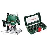 Bosch Oberfräse POF 1400 ACE (1.400 Watt, im Koffer) + 6tlg. Fräser-Set HM (Ø 8 mm)