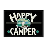 Print Royal Camping Fußmatte mit lustigem Spruch - Happy Camper - Geschenkidee / Camping Zubehör / Campingmatte / Vorzeltteppich - 60 x 40