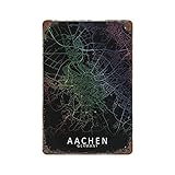 Lawenp Aachen Deutschland Stadtplan Blechschild Poster Retro Wanddekoration Haustier Poster Garage Bar Café Bauernhaus Land Gartendekoration 11,8 '× 7,9'