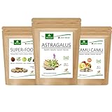 MoriVeda® Immunsystem Produktpaket | Superfood Tabletten, Astragalus Kapseln, Camu Camu Kapseln | Vitamin C, Antioxidantien, Mikronährstoffe, Polysaccharide, Withanolide | Veg