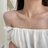 EMFGJ Muschel Seestern Anhänger Halskette Charme Lange Schlüsselbein Kette Kristall Halsband Einstellbar Strand Schmuck Geschenk für Frauen Mädchen,Gelbes G