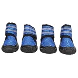 Shanrya Haustierschuhe, Outdoor-Hundeschuhe 4PCS Pet Mesh Material für kleine mittelgroße Hunde(Blau, 90 Meter)