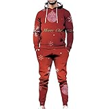 BGUK Weihnachtssportanzug für Herren Jogginganzug Trainingsanzug Männer Sportanzug Fitness Outfit Tracksuit Jogginghose Herren-Weihnachts-Langarmhose Bedruckter Sweatshirt-Anzug 2p