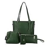 Eaylis Handtasche Damen Schwarz Gross Leder Groß Tasche Umhängetasche Schultertasche Shopper Henkeltasche Damen Set Inklusive Geldbörse und Kartenpaket (Rosa)