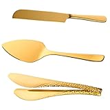 WazirianUAE Edelstahl Tortenheber Set 3-teilig Roségold Tortenheber mit Schneidekante * 1 Servierzange * 1 Tortenmesser * 1, Kü