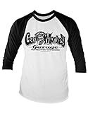 Gas Monkey Garage Offizielles Logo Baseball Langarm T-Shirt Gr. S, Weiß-Schw