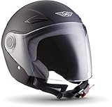 MOTO Helmets® U52 „Matt Black“ · Jet-Helm · Motorrad-Helm Roller-Helm Scooter-Helm Bobber Mofa-Helm Chopper Retro Cruiser Vintage Pilot Biker Helmet · ECE Visier Schnellverschluss Tasche XL (61-62cm)