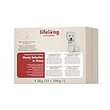 Amazon-Marke: Lifelong Alleinfuttermittel für ausgewachsene Hunde- Fleischauswahl in Gelee 1,2kg (12 Beutel x 100g)