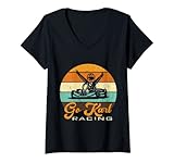 Damen Go Kart Racing Rennfahrer Gokart Kart Fahrer Motorsport T-Shirt mit V