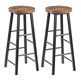 WOLTU BH130hov-2 2X Barhocker Bistrohocker Tresenhocker Barstuhl, Gestell aus stabilem Stahl, Stizfläche aus MDF, Schwarz+Holz Vintag