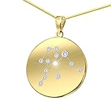 LillyMarie Damen Massive Halskette Vergoldet Silber Swarovski Elements Sternzeichen-Anhänger Wassermann Längen-verstellbar Geschenkverpackung Geschenke W