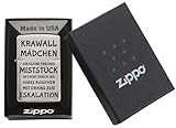 Zippo Chrom-Optik Sturmfeuerzeug mit Gravur - Benzin Feuerzeug mit Geschenk-Box - Geschenkidee für Frauen und Männer - Motiv: Krawallmädchen, Zippo Motive:Krawall Chrom B
