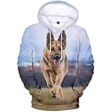 Yokbeer 3D Print Deutscher Schäferhund Hoodies Sweatshirt Casual Pullover Hundeliebhaber Männer Frauen Herbst Hoodies Übergroße (Color : A, Size : L)