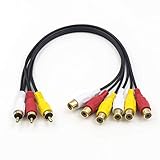 Duttek Cinch Splitter kabel, 3 Cinch Stecker auf 6 Cinch Buchsen, Cinch Y Splitter, Verlängerungs kabel, Audio/Video AV Adapter kabel, 30 cm (3 RCA M auf 6 RCA F)