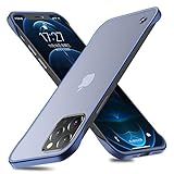 MSVII Ultra Slim Hülle für iPhone 12 Pro Max Rahmenlose Hüllen mit Transluzent Matte Textur Harte Acryl Rückwand TPU Stoßfest Schutzhülle Bumper Case für iPhone 12 Pro Max 6,7 Zoll (Blau)