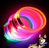 Flashy Hundehalsband, auf Größe zugeschnitten, wiederaufladbar über USB, wasserdicht, helles Nachtlicht, Sicherheit für Haustiere (Neongelb)
