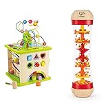 Hape E1810 - Motorikwürfel Kleine Tierchen, aus Holz, ab 12 Monate & Regenmacher | Mini-Rassel aus Holz Regenmacher-Spielzeug, R