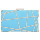 Bonjanvye Clutch, Metall, hohles Design, Kleid für Abendgarderobe, Blau - hellblau - Größe: S