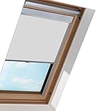 Ktreekol Verdunkelungsrollo Blickdicht Grau Dachfensterrollo 100% Verdunkelung Silberner Aluminiumrahmen für VELUX Dachfenster Thermo-Rollo 206 (50.7*97.4cm)