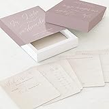 sendmoments Gästebuch Karten für die Hochzeit zum Ausfüllen, 60 vorgedruckte Gästebuchkarten 88 x 105 mm in personalisierter Erinnerungsbox mit Text, Buchstaben Liebe, Hochzeitsgeschenk