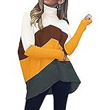 Damen Rollkragenpullover Mit Fledermaus-ÄRmeln Casual Lose Langarm Strickpullover Mit Asymmetrischem Saum Farbabstimmung Oversized Sweatshirt Pullover Jumper Bluse Oberteile Tops Herbst W