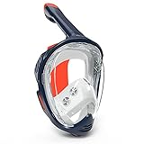 LCMCY Faltbare Vollgesichts-Schnorchelmaske – 180 Grad Panorama-Anti-Beschlag- und Anti-Leck-Vollgesichtsmaske für Damen und Herren, fortschrittliche Schnorchelausrüstung, Orange, XL