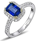 Epinki Ring Solitär, Rechteck Ringe Hochzeit Silber mit Blauer Zirkonia in 925 Sterling Silber, Geschenk für Muttertags Valentinstag Verlobung Geburtstags Weihnachten, Silber, Gr.58 (18.5)