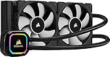 Corsair iCUE H100i RGB PRO XT CPU-Flüssigkeitskühlung (240-mm-Radiator, Zwei 120-mm Corsair ML PWM-Lüfter, 400-2.400 RPM, Dynamischer Multi-Zone-RGB-Pumpenkopf, Einfach Einzubauen) Schw