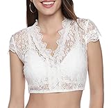 iClosam Damen Dirndlbluse Weiß Spitze Elegante Dirndl Bluse Trachtenbluse Spitze und Baumwolle - Dirndlbluse Oktob