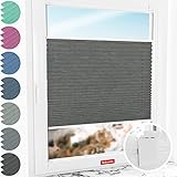 Schuette® Plissee ohne Bohren zum Kleben ● Melange Kollektion: Black Pearl (Schwarz) ● 115x200cm (Breite x Höhe) ● Suprafix Faltrollo Klebehalterung ● Bequeme Rollo Montage inkl. V