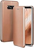 ONEFLOW Handyhülle kompatibel mit Samsung Galaxy S8 - Hülle klappbar, Handytasche mit Kartenfach, Flip Case Call Funktion, Leder Optik Klapphülle mit Silikon Bumper, Roseg