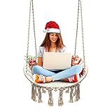 Mertonzo Hängesitz & Hängesessel, Gestrickt von Baumwollseil mit romantischen Fransen Hängematte Swing Sessel für Drinnen/Draußen 120KG Kapazität (Hängemattenhalter und Kissen sind Nicht Enthalten)