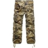 Huntrly Herren Freizeithose Lose Gerades Bein Einfach Wilde Große Overalls Outdoor Camping Klettern Angeln Overalls 34