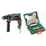 Bosch Schlagbohrmaschine EasyImpact 550 (Zusatzhandgriff, Tiefenanschlag, Koffer, 550 Watt) + Bosch 30tlg. X-Line Titanium-Bohrer- und Schrauber-S