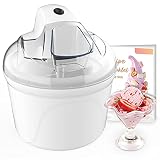 Eismaschine 1,5L, Speiseeismaschine für 2-4 Personen in 30 Minuten fertig (Speiseeis, Frozen Jogurt, Sorbet & Slush) Eismaschine mit Sichtbarer Deckel und Eisp
