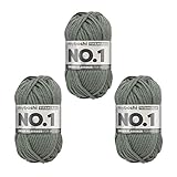 myboshi No.1-Wolle zum Häkeln und Stricken, mit Merinowolle, hochwertiges Schnellstrickgarn, Pflegeleichte, langlebige Mützenwolle, Mulesing-frei, 3 knl x 50gr, Ll 55m Titangrau 165