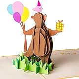 3D Geburtstagskarte - Happy Birthday Party Bär mit Luftballons - Pop up Karte, Grußkarte, Glückwunschkarte Geburtstag, Grußkarte, Geschenkkarte, Happy Birthday Card, B
