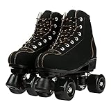 Rollschuhe für Damen und Herren, Anfänger, zweireihig, 4 Räder, Skateschuhe, High-Top-Rollerstiefel, Sportschuhe für Indoor Outdoor Anfänger (Schwarz, 8)