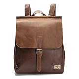 DokinReich Retro PU Leder Vintage Rucksack Wanderrucksack Hiking Backpack Damen Herren Schultertasche PU Rucksack für Camping, L, B