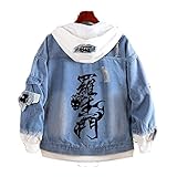 Bungo Stray Dogs Anime Unisex Hoodie Herren Denim Hoodie Langarm Freizeitjacke Streetwear Hip Hop Sweatshirt Teen Cosplay Kostüm Erwachsene Jungen Mädchen Anime Fan Geschenk