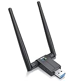 CSL - WLAN USB 3.2 Gen1 Stick 1300 MBit/s Dual Band - WiFi 2,4 + 5Ghz, 2 x 5 dBi externe Antennen, Mini Adapter Stick, Wireless LAN, WLAN Dongle, hohe Geschwindigkeit, Für PC mit Windows 10, 8.1, 8, 7