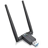 CSL - WLAN USB 3.2 Gen1 Stick 1300 MBit/s Dual Band - WiFi 2,4 + 5Ghz, 2 x 5 dBi externe Antennen, Mini Adapter Stick, Wireless LAN, WLAN Dongle, hohe Geschwindigkeit, Für PC mit Windows 10, 8.1, 8, 7