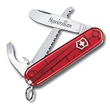 Victorinox Kinder Taschenmesser My First Wunsch Gravur runde Klinge I Geschenk für Kinder I zum Geburtstag I Schweizer Taschenmesser personalisiert mit 9 Funktionen 0.2373.T (rot transparent)