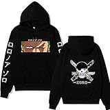 Vocha Anime Merch Kleidung One Piece Hoodie Pullover Zoro Luffy Kapuzenpullover Sweatshirt Cosplay (Black1,M,M)