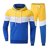 MEITING Herren Jogginganzug 24-teiliges SetJumpsuit Kapuzenpullover Jogger Jogging Anzug Trainingsanzug Overall Legging Freizeitanzug Sportanzug mit Taschen Fitnessanzug für Running Yoga Gym W