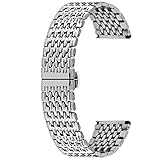 Kai Tian Edelstahl Uhrenarmbänder 20mm Konisches Armband für Männer Frauen Bereitstellungsverschluss Silb