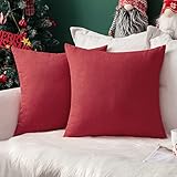 MIULEE 2er Set Kissenbezüge Weihnachten Kissenhülle Leinen-Optik Kissenbezug Dekokissen Dekorativ Weich Sofakissen Couchkissen für Sofa Schlafzimmer mit Verstecktem Reißverschluss 40x40 cm R